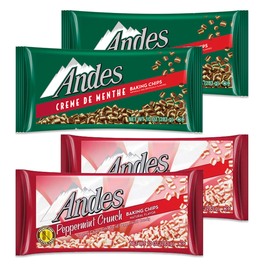 Andes Chocolate Mints Christmas Baking Chips Variety 4 Pack- Andes Creme De Menthe Baking Chips and Andes Peppermint Crunch Baking Chips, Andes Mints, Baking Chips, Andes Mints Candy, Andes Mints Bulk