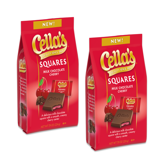 Cella's Milk Chocolate Covered Cherries Squares 2 Pack, Christmas Cella Chocolate Cherry Cordials, Cherry Chocolate Candy, Cello Chocolate Covered Cherries Chocolate Boxes