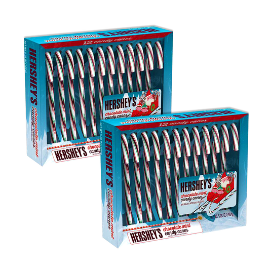 Hersheys Mint Chocolate Candy Canes 2 Packs of 12 Candy Canes. Hersheys Candy Cane Chocolate, Candycane, Christmas Hershey Candy, Fun Flavored Candy Canes, Stocking Stuffer Candy Cane (24 Canes Total)