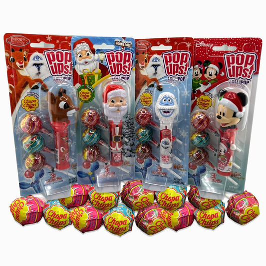 Pop Ups Christmas Lollipops Bulk 4 Pack, Pop Up Lollipop, Mickey Mouse Lollipops, Christmas Suckers Bulk, Lollipop Holder for Kids, Christmas Lollipop Holder