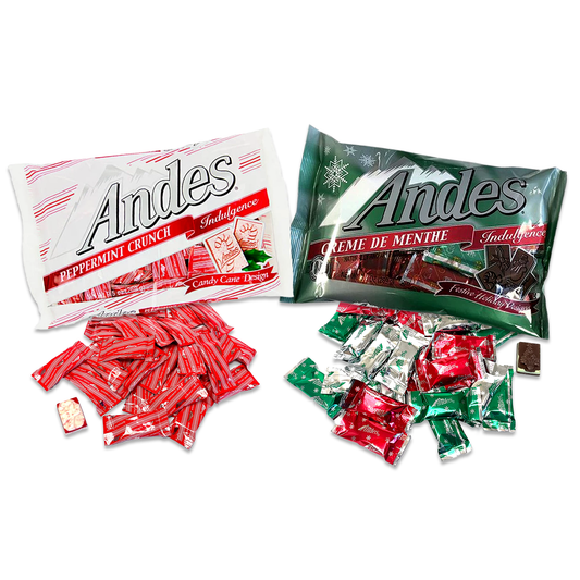 Christmas Andes Mints Peppermint Crunch Indulgence and Creme De Menthe Indulgence Variety 2 Pack, Mints Individually Wrapped, Mint Chocolate Candy, Andes Chocolate Mints, Andes Mints Bulk Individually Wrapped