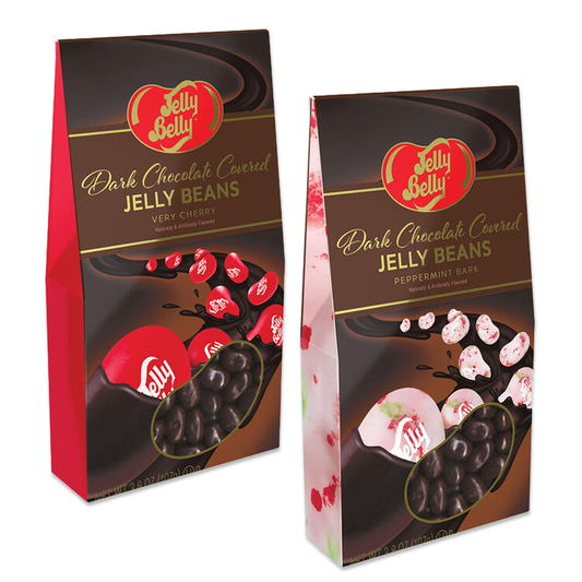 Jelly Belly Chocolate Covered Christmas Jelly Beans Variety 2 Pack- Cherry Jelly Beans and Peppermint Bark. Chocolate Dip, Very Cherry Jelly Belly Jelly Beans, Cherry Dip