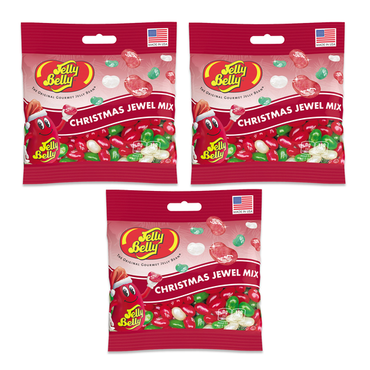 Jelly Belly Christmas Jelly Beans Jewel Mix, Set of 3 x 3.5oz Bags of Jelly Belly Jewel Mix Jelly Beans Christmas Candy Mix, Jelly Belly Very Cherry Jelly Beans, Christmas Jelly Belly
