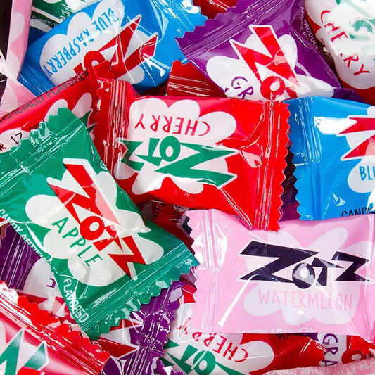 Zotz Fizzy Candy Assorted Bulk 2LB Bag of Zots Vintage Candy, Retro Candy, Weird Candy, Zots Candies by Snackivore. 175pcs total- Watermelon, Blue Raspberry, Cherry, Orange, and Grape Flavors.