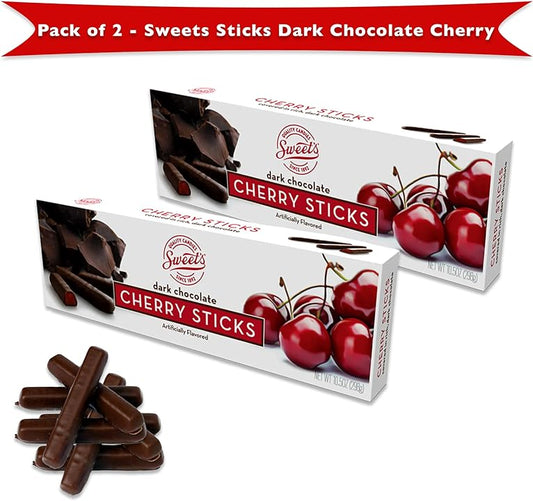 Sweet Candy Dark Chocolate Candy Sticks Cherry 2 Pack- Dark Chocolate Cherry Sticks, Sweets Cherry Sticks, Dark Chocolate Cherry Sticks, Cherry Chocolate Candy