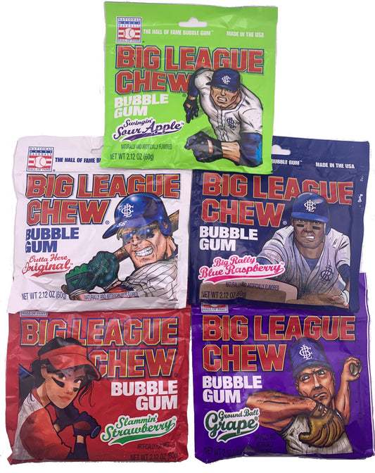 Baseball Bubble Gum Bulk Variety Pack, 5 Flavors- Original, Sour Apple, Blue Raspberry, Grape, Strawberry by Inspired Candy