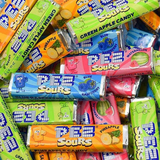 Pez Candy Refill, Sour Pez Candy Bulk 2LB Bag of 4 Flavors of Sour Pez Refill Rolls by Inspired Candy. Sour Blue Raspberry, Sour Watermelon, Sour Green Apple, and Sour Pineapple.