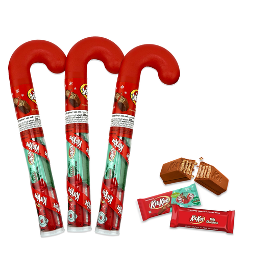 Kit Kat Candy Bars Stocking Stuffer Candy Cane Tubes 3 Pack of Kit Kats Mini Christmas Candy Stocking Stuffer. Kit Kat Bulk, Kit Kat Mini, Kit Kat Bar, Candy Canes with Chocolate Inside