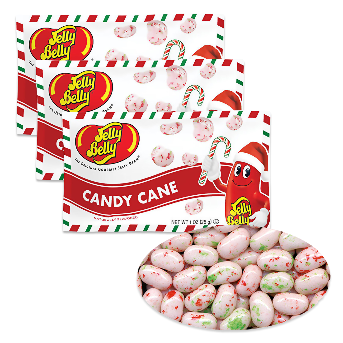 Jelly Belly Candy Cane Mix, Pack of 3 x 1oz Bags of Christmas Jelly Be ...