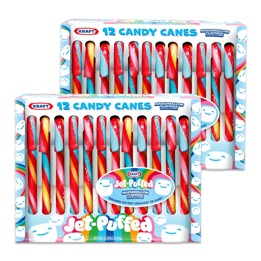 Jet Puffed Candy Canes 24 Pack (2 Boxes of 12 Candy Cane Each), Christmas Hard Candy, Crazy Candy Cane Flavors, Candy Cane Candy, Weird Candy Cane Flavors